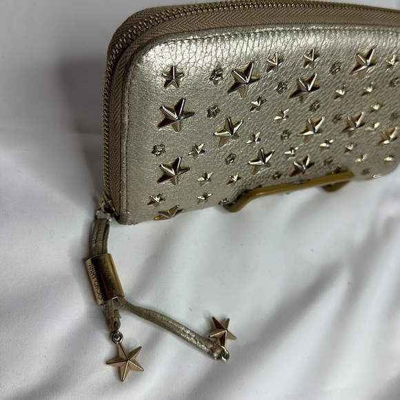 JIMMY CHOO FILIPA Star-embossed Leather Wallet GOLD Leather Signat… - Picture 4 of 17